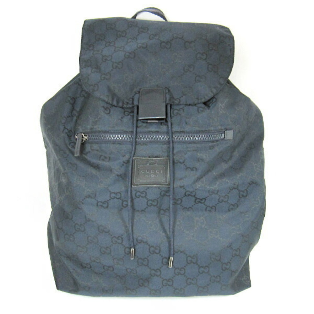 GUCCI GG Backpack Flap Closure Drawstring Navy Blue